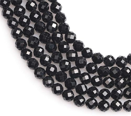 Miniatura 2 de Cuentas separadoras de turmalina negras de Joe Foreman para hacer joyas, redondas facetadas de 15 pulgadas y 0.236 in