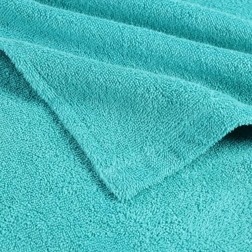 Image of Superior Kids Cotton Terry Poncho, Soft, Absorbent Bath Towel with Hood, Bathroom Accessories, Long, Plush Bathrobes for Bath, Shower, Spa, Resort, Hotel, Beach, Pool, Boy, Girl, Large Size, Teal