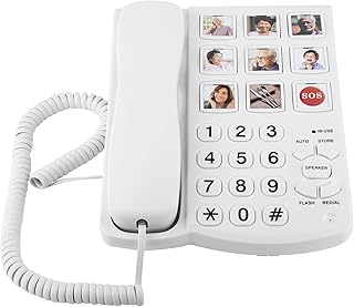 Landline Phone for Seniors with Picture, One-Touch Dialing,Phone for Elderly with Dementia, 80dB Handset Volume for The Hearing Impaired, Big Button for Visually Impaired Phone, Easy Phone for Elderly