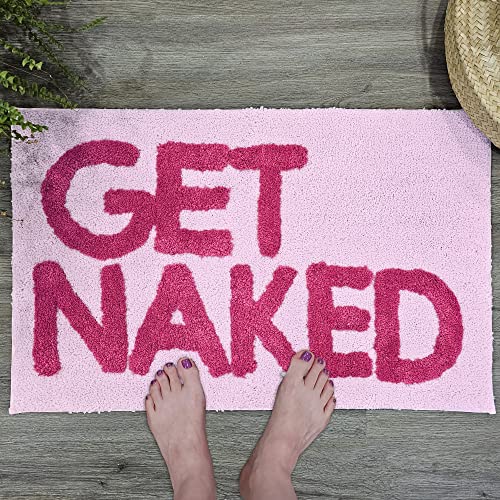 Image of New Mungo Get Naked Bath Mat Pink - Hot Pink Bathroom Rug, 31 inch x 20 inch