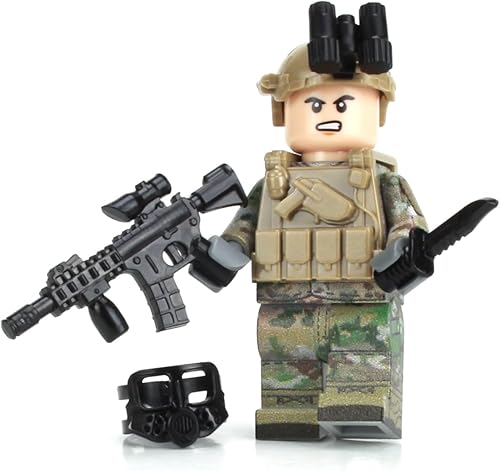 Battle Brick Army OCP Chemical Warfare - Minifigura personalizada | Minifig militar genuina | Camuflaje impreso | 1.6 pulgadas de alto | Empaquetado