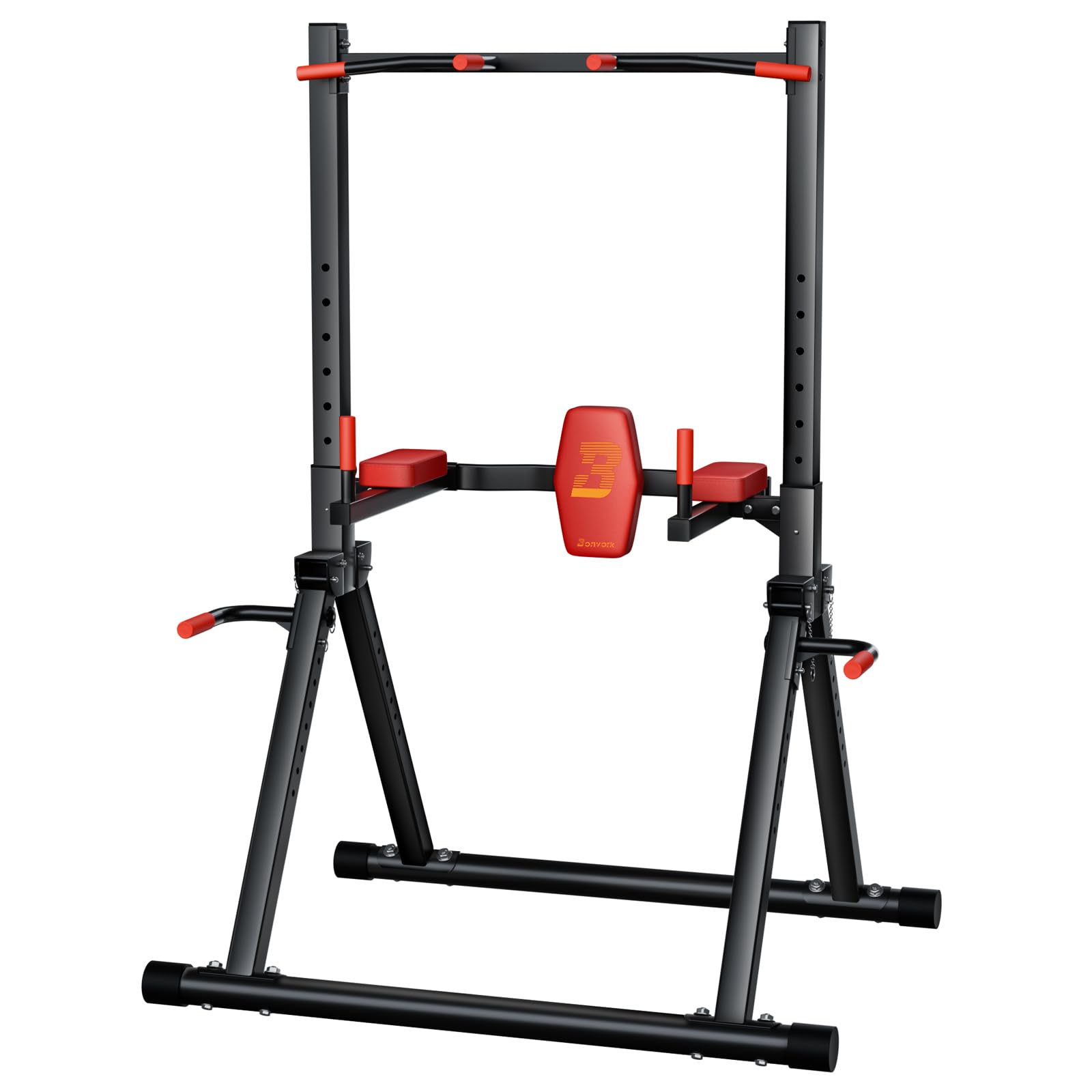 450lbs Foldable Power Tower Dip Station - Bonvork Pull Up Bar Station Adjustable Multi-function Fitness Tower Station Workout Training Equipment for Home Gym, Stable Triangular Structure