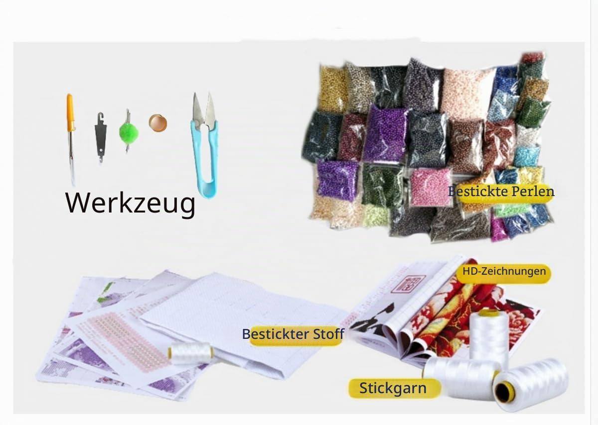 RKFLGEW DIY Perlenstickerei Set Mit Perlen Vollbild Lilien In Einer Vase Perlenstickerei-Set，Einfaches Kreuzstich-Sets Für Erwachsene Und Anfänger Für Handarbeiten 30x40cm
