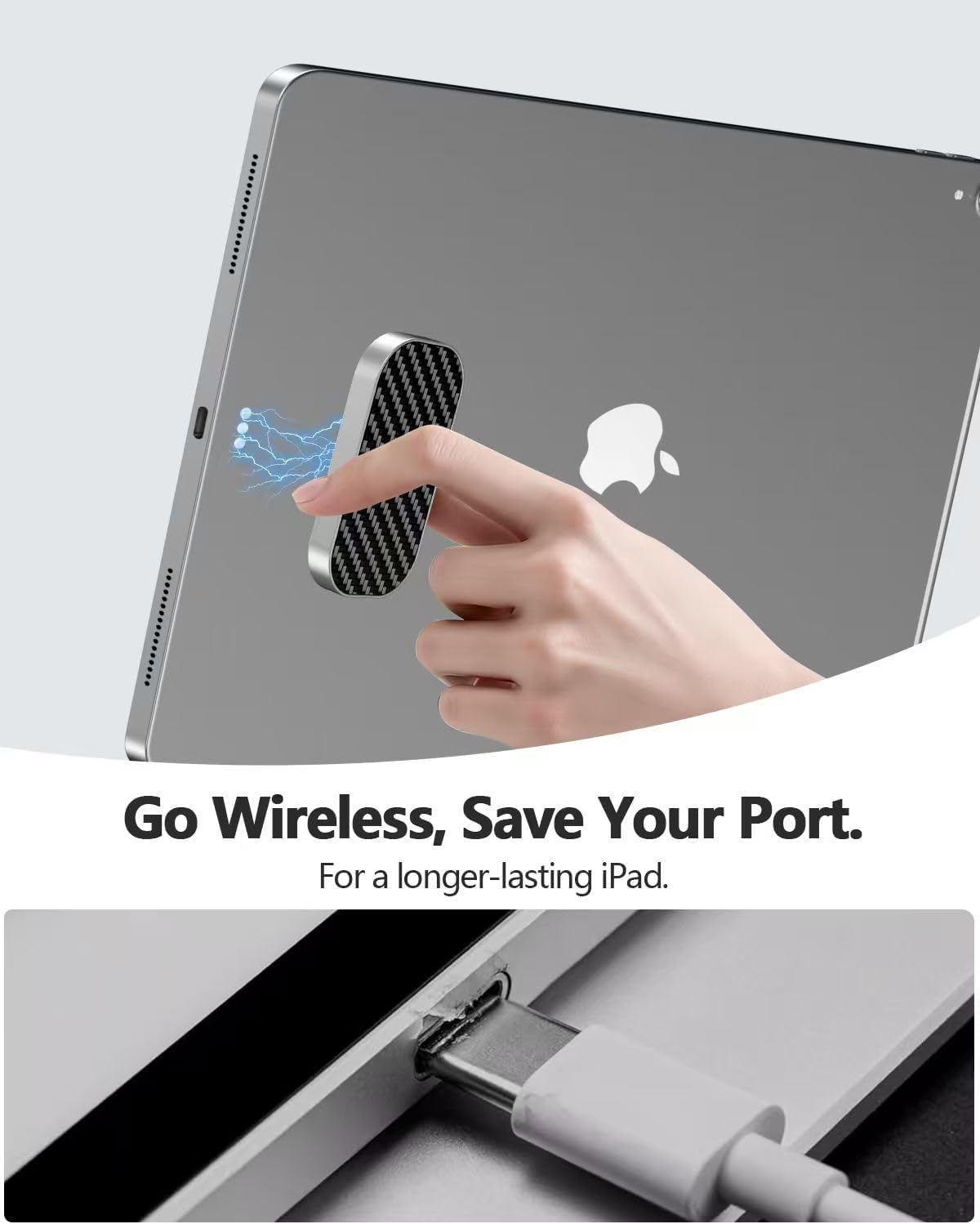 Magnetic Wireless Charger for iPad Pro 11 (1st/2nd/3rd/4th) & iPad Air 11 (M2/M3) & iPad Air 10.9 (4th/5th), 18W Fast Charging Smart Connector Wireless Charging Pad with USB-C Cord Cable