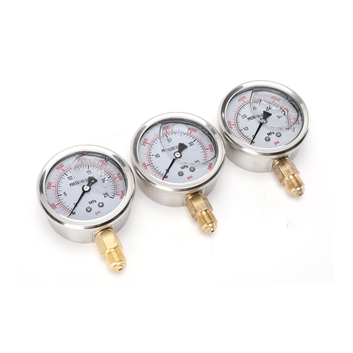 Hydraulisches Manometer-Kit, 8700PSI Stark Hydraulikdrucktestkit Druckprüfgerät, 250Bar-600Bar Edelstahl Manometer Testmessgerät Set mit Testkupplungen Testschlauch für Bagger Baumaschine