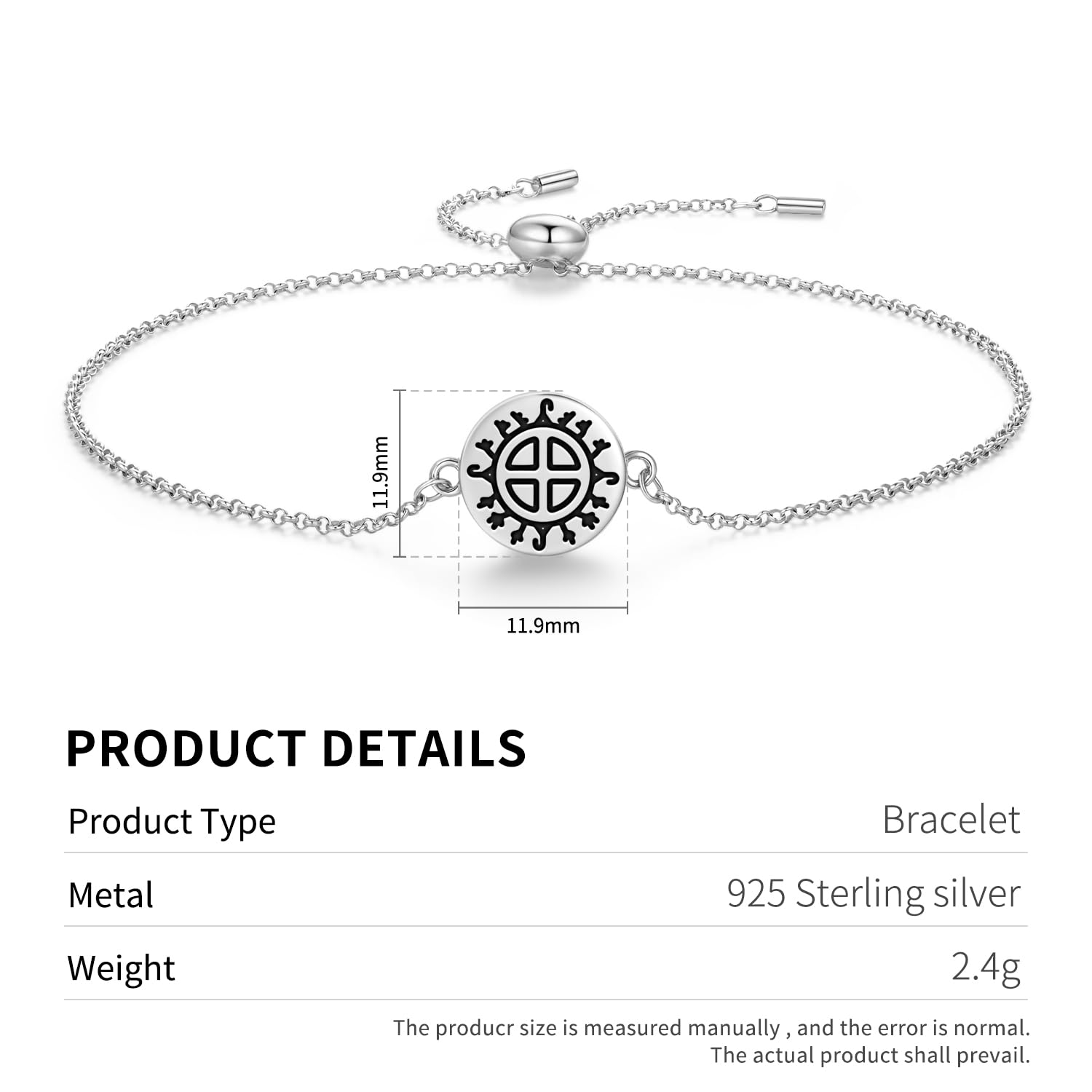 Samisch-samisches Schamanisches Trommel-Totem-Symbol, spirituelles Siegel-Armband, 925er Sterlingsilber, verstellbare Kette, feiner Schmuck für Frauen
