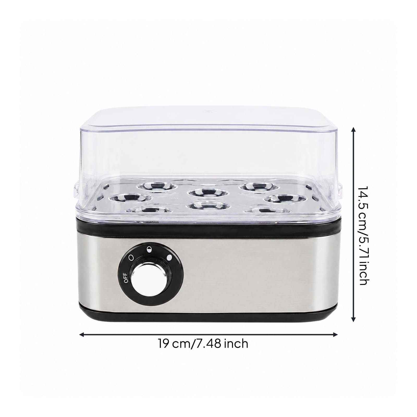 Billeur à Œufs Électrique Carré Polyvalent Cuiseur à Œufs Cvercle Traparent Silencieux pr Déjeuner Matinal Familial Rapide