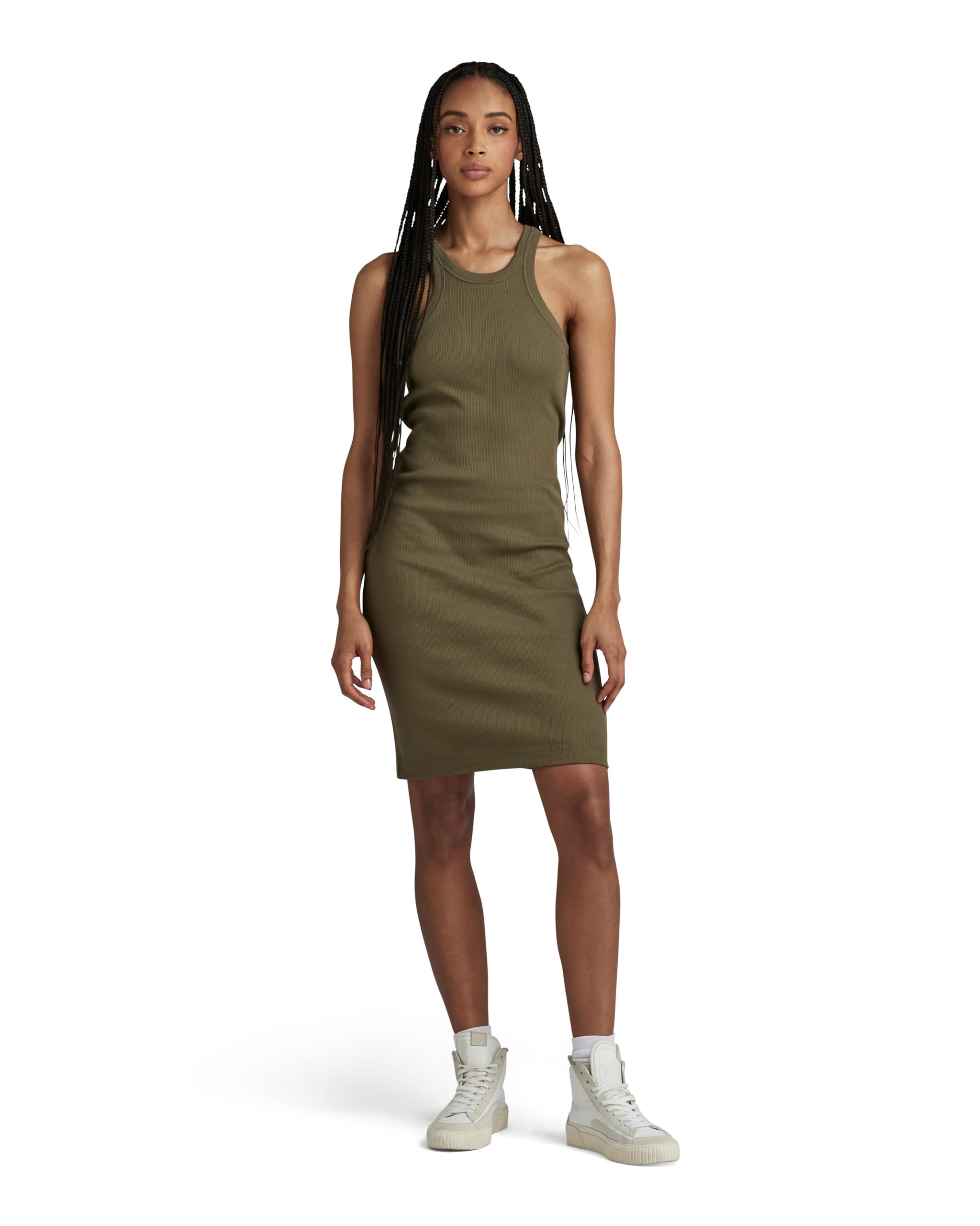 G-Star Women's Slim Ribbed Tank Dress, Green (dk shamrock D24485-D289-7159), M