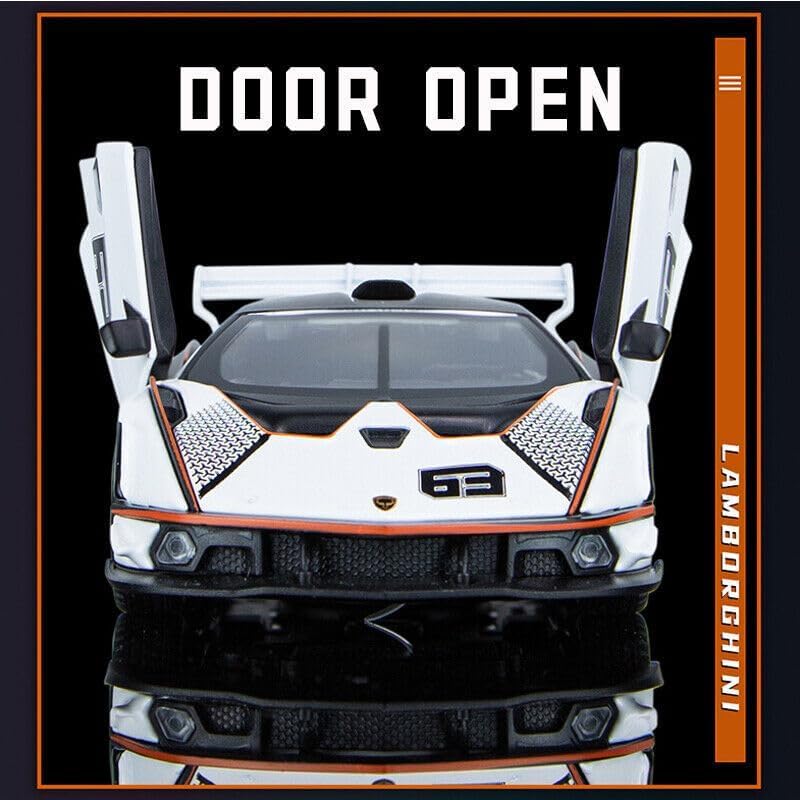Image of Invite 1:24 Big Lamborghini Essenza SCV12 Diecast Scale Model Metal Pull Back Toy car for Kids with Openable Doors & Light, Music Toy Vehicle for Kids [White-Color]