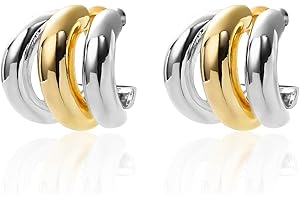Silver and Gold 18K Ability Hoop Earrings