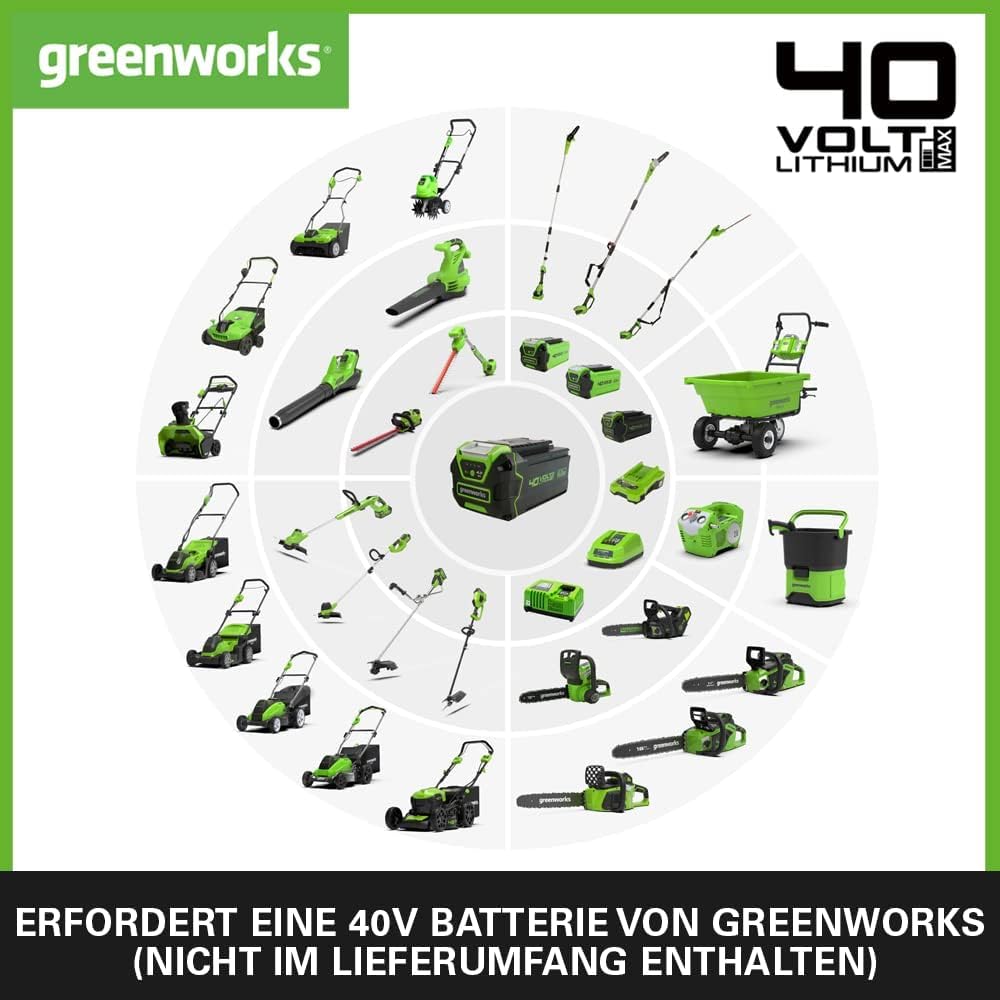 Greenworks GD40LM46HPK4 - Cortacésped inalámbrico (40 V, Corte de 46 cm, Motor sin escobillas, Bolsa de Hierba 55 L, 7 Alturas Ajustables, con batería de 4 Ah y Cargador