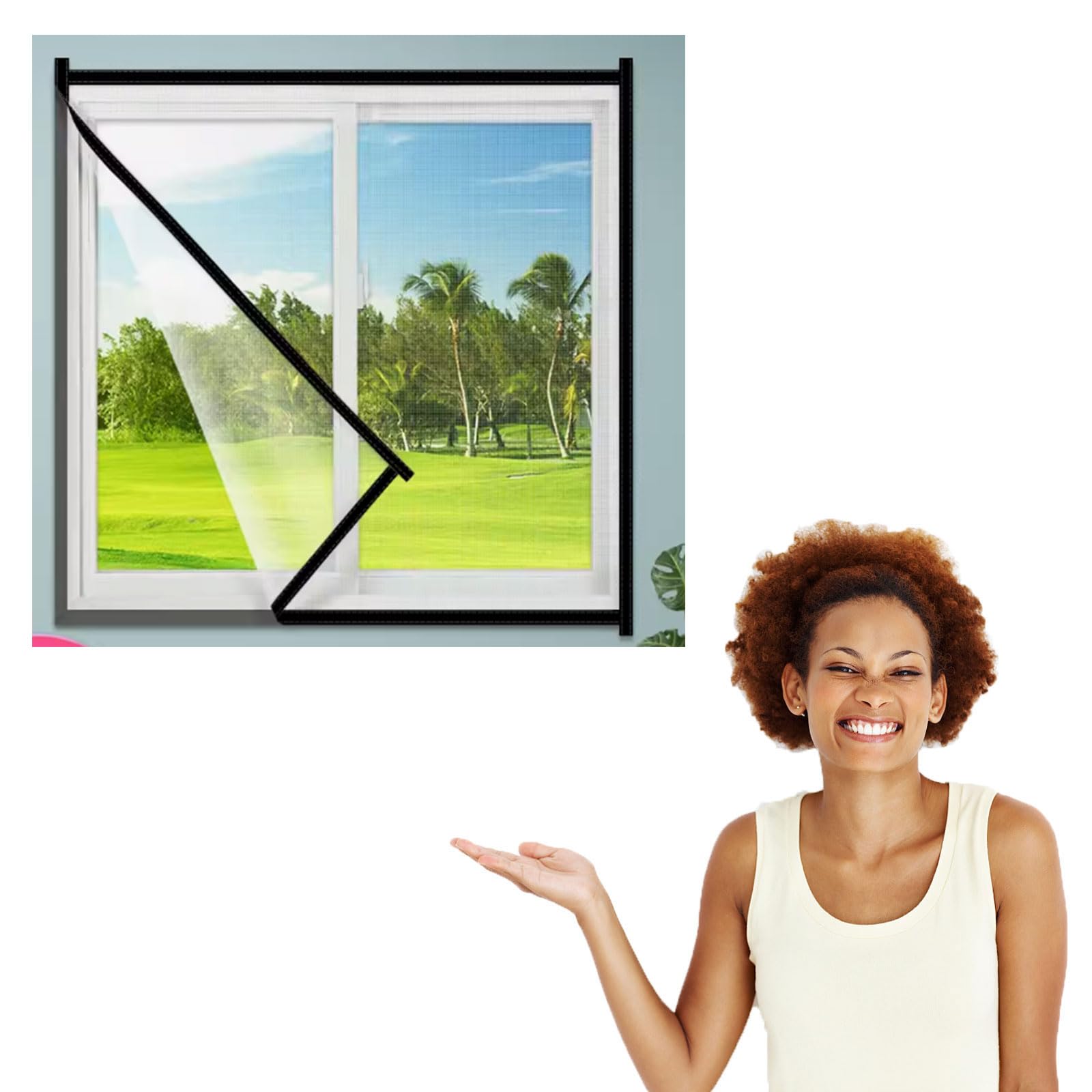 135x165cm,Fly Screen for Window, Insect Mesh Window Nets, with Self-Adhesive Tapes
