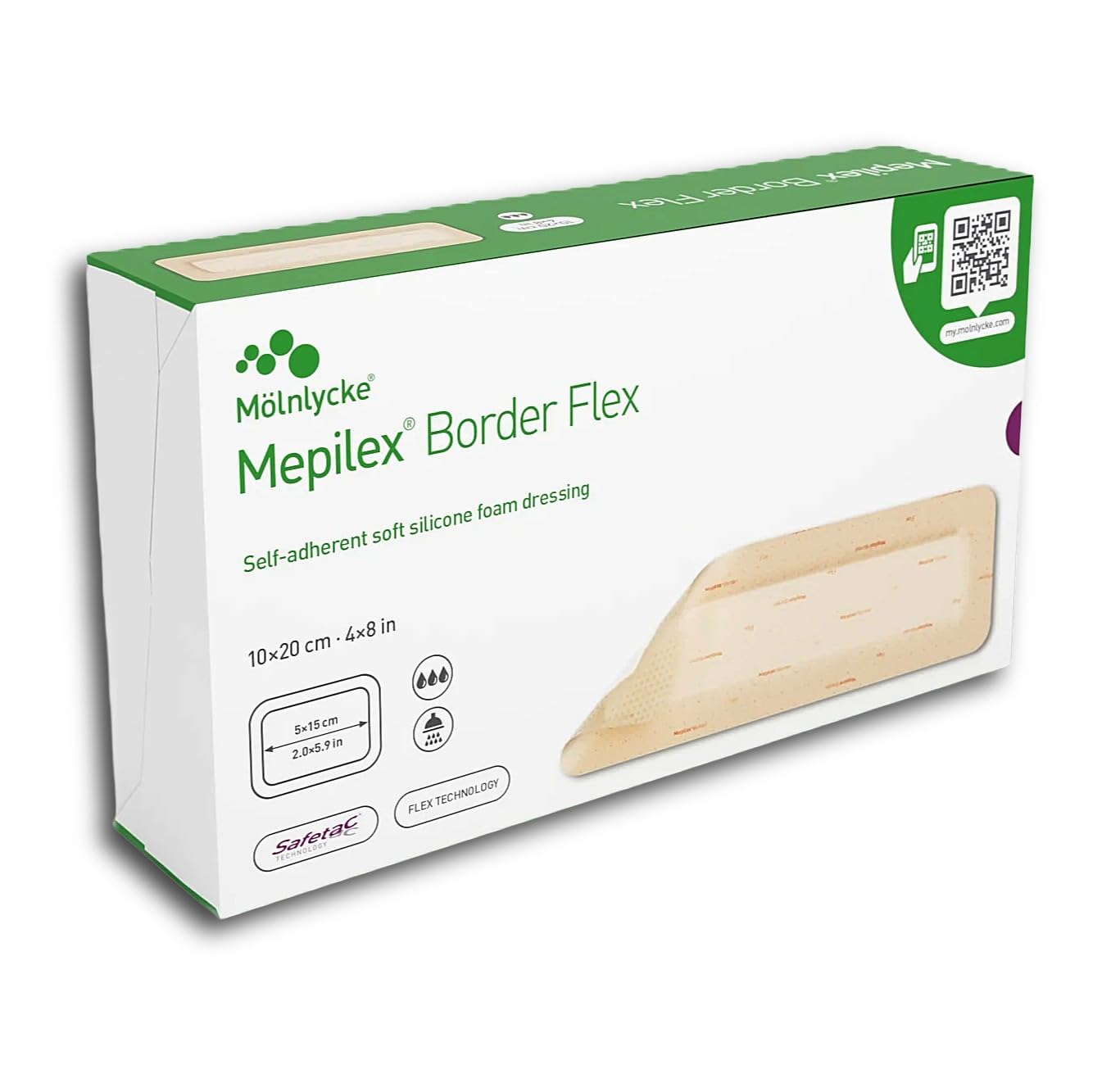 Mepilex Border Flex, 10 x 20 cm, Selbsthaftender weicher Silikonschaumverband, 10 Stk.