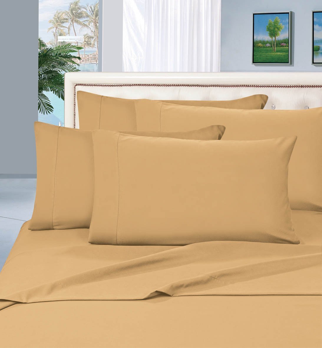 Elegant Comfort Luxurious Bed Sheets Set on Amazon 1500 Premier Wrinkle,Fade and Stain Resistant 4-Piece Bed Sheet Set, Deep Pocket, Queen GoldOEKO-TEX STANDARD 100