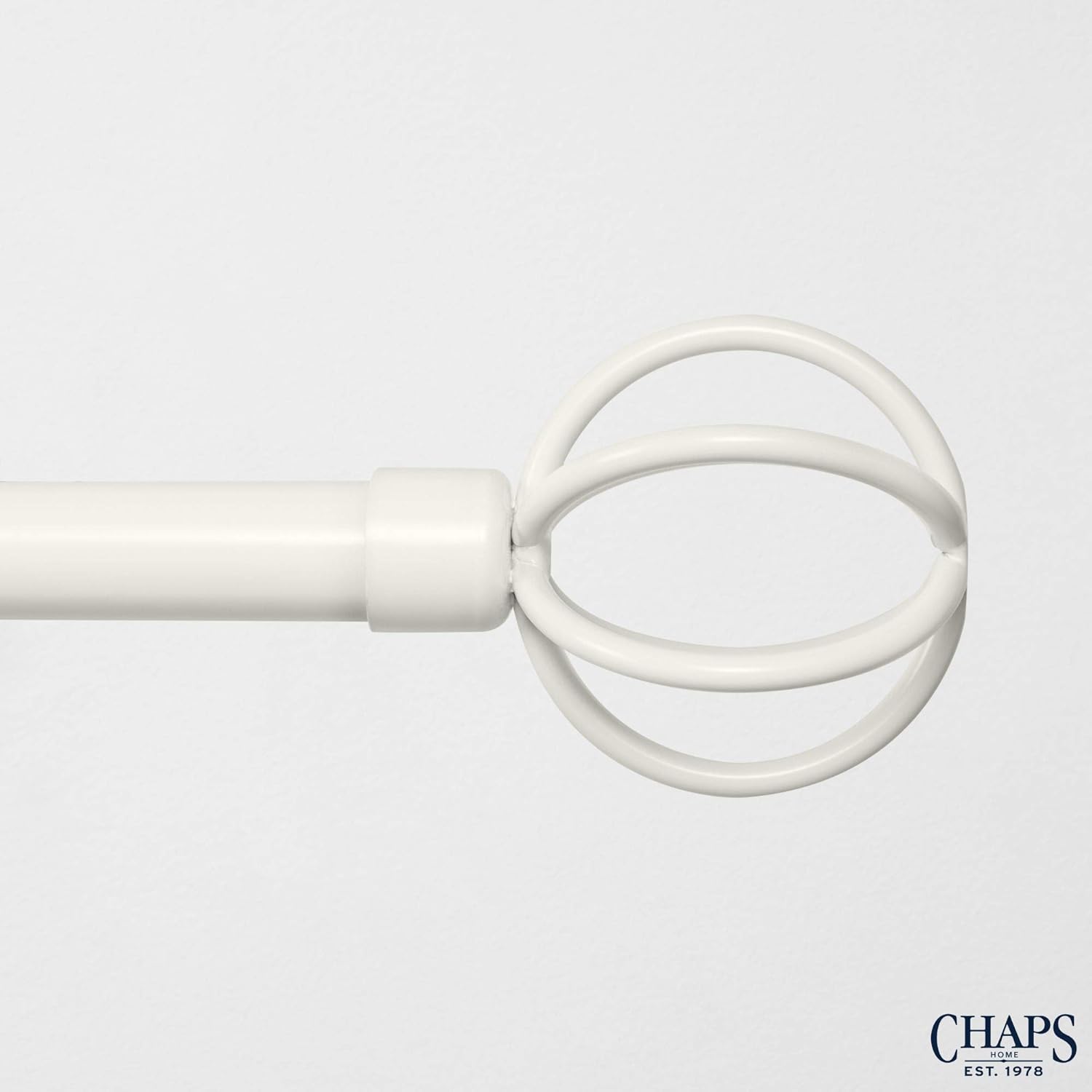 Chaps Home Cage, ¾” Diameter Window Curtain Rod and Finial Set, Off White, Adjustable 35"-66"