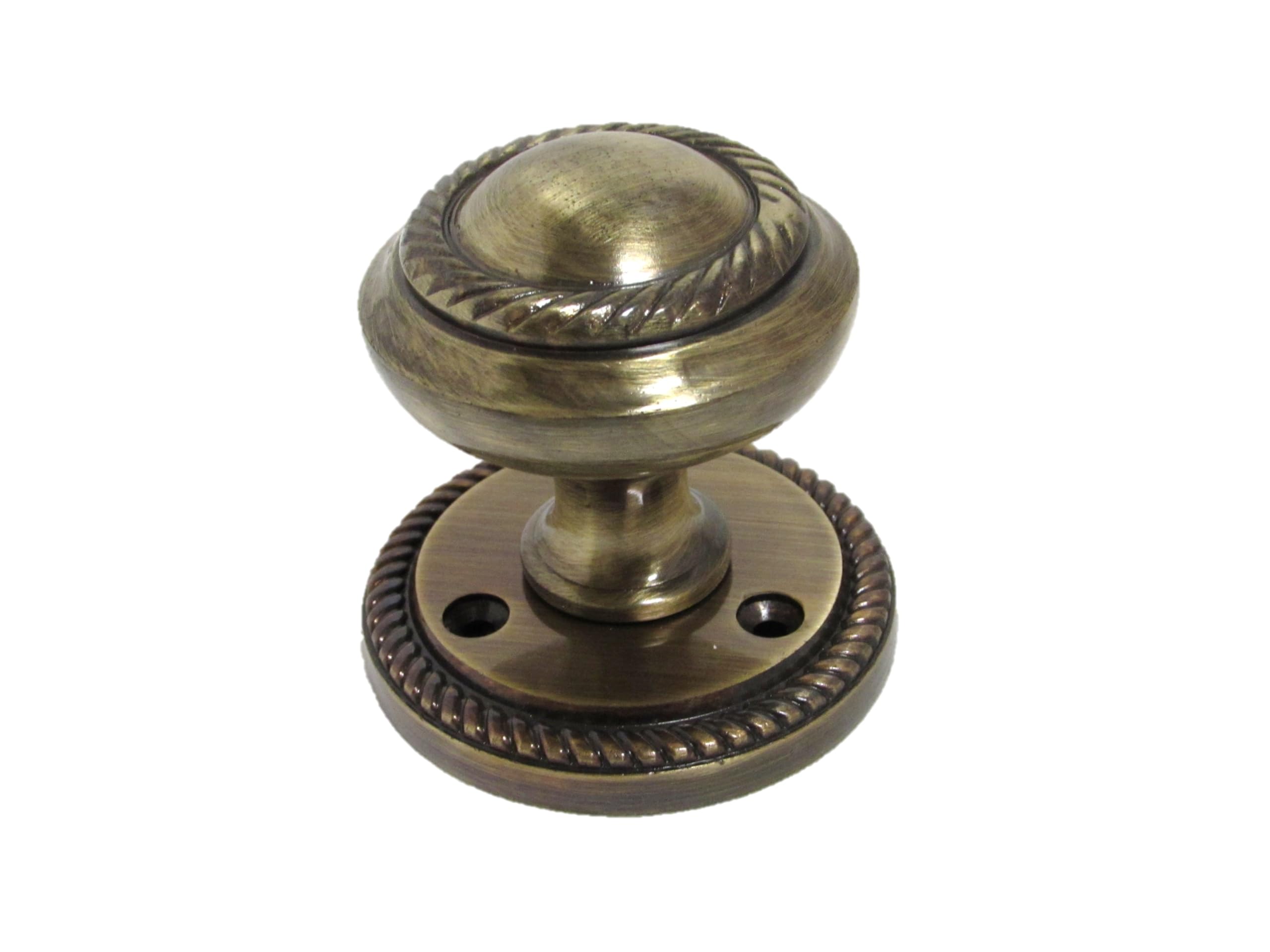 Epsom Door Handle Georgian Style Antique Brass Round Door Knob Set – Sprung Internal & External Mortice Knobs – Includes Tubular Latch – 1 Pair