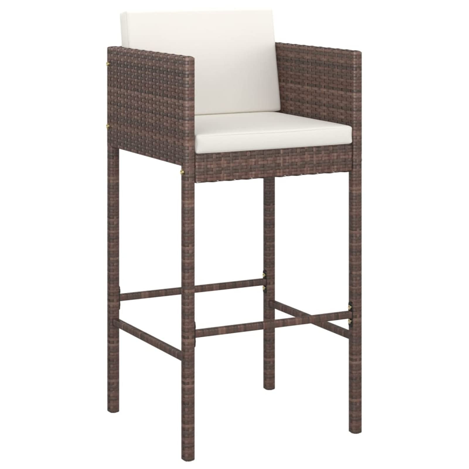 Rantry Set de Bar de jardín 3 Piezas y Cojines ratán sintético marrón Mesa Alta Exterior mesas Altas y taburetes Barra de Bar Exterior Jardin 70 x 70 x 110 cm