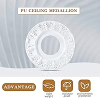 Vista 3 de 2 Pieces Ceiling Medallion Molded White PU Ceiling Medallions for Light Fixtures Cover Decorative Plate for Replacement Canopies Home Chandelier