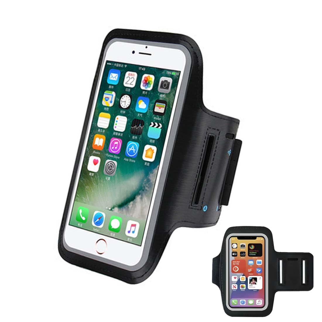 Porta Cellulare Corsa 1 Pezzo Blu-Nero Compatibile Smartphone 7"