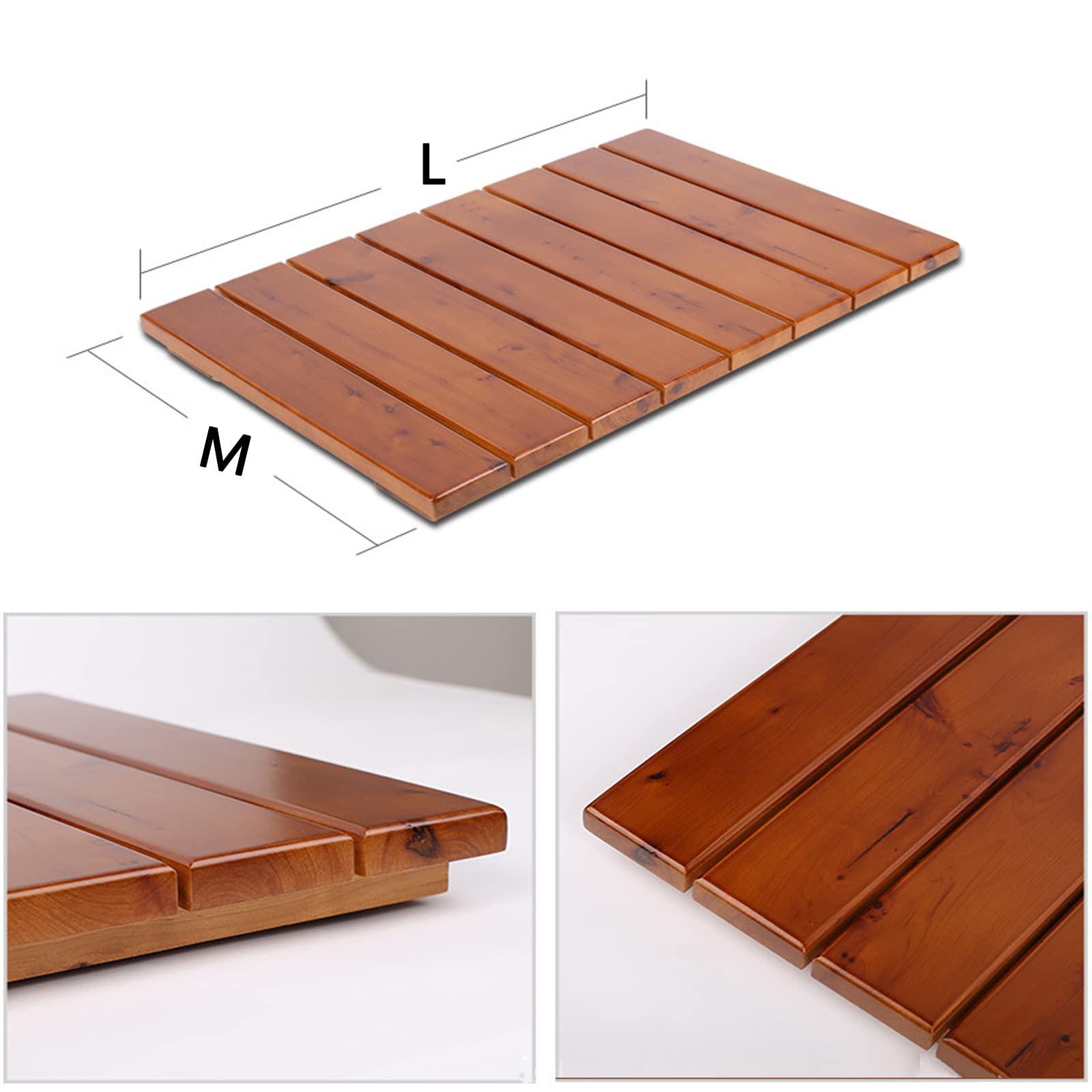 Tappetino Doccia Naturale,Pedana Doccia in Legno,Antiscivolo Pedana Doccia,Pedana Doccia Tappeto Sauna,Sgabello per Base WC,Pedana Doccia,Spa o Uso Esterno (60x30cm/24x11.8in)