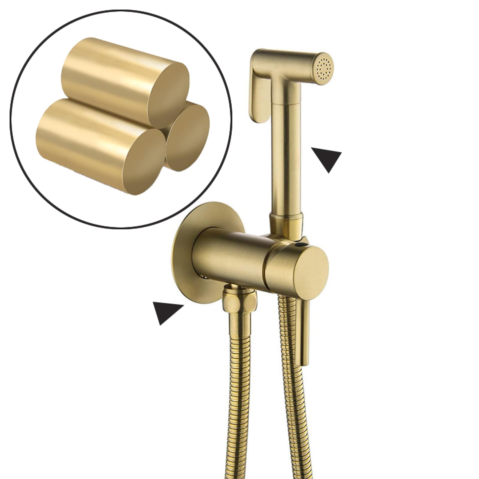 Grifo Bidet para WC Agua Caliente Y Fría Pulverizador De Bidé Latón Grifo WC Higienico Montado En La Pared para Limpieza Del Baño,Gris Pistola