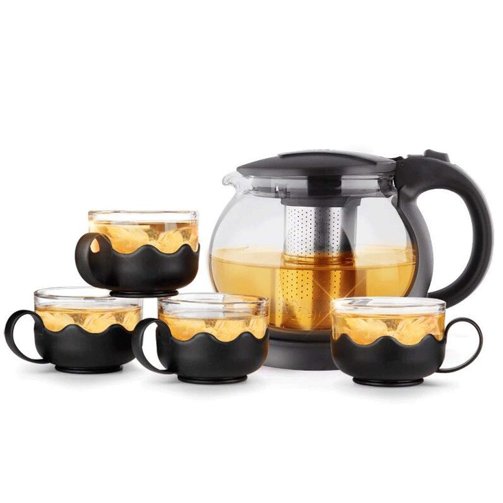HJW Useful Kettle Teapot Glass Teapot Teapot Thickened Teapot Stainless Steel Filter (A Teapot +4 Cups) Tea Cup,1.5L