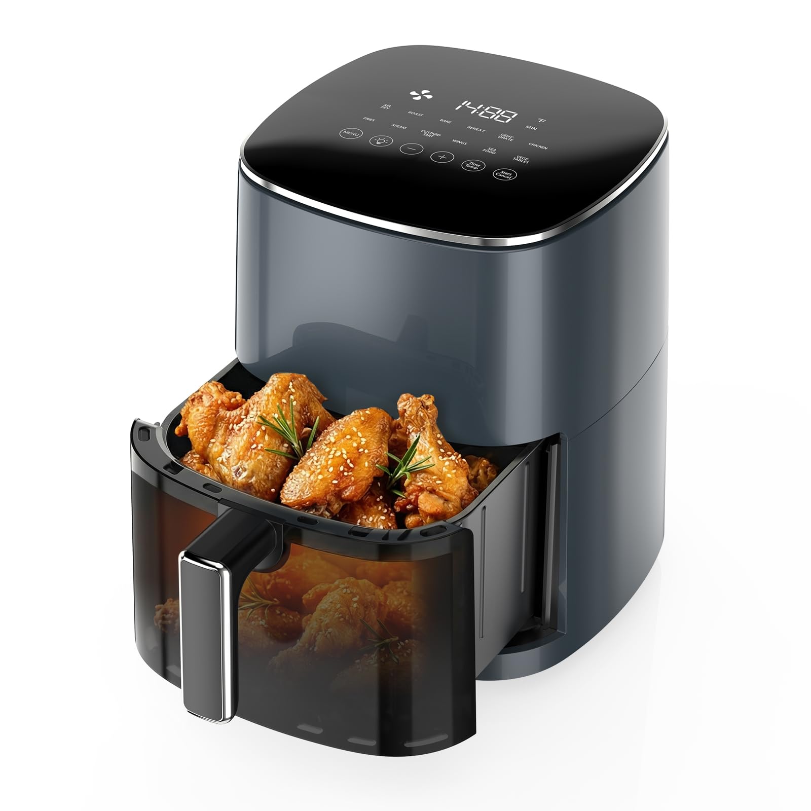 NEWBULIG Air Fryer 6QT Square Airfryer with Visual Window 400 Fast Heating Air Fryers Oven with Timer Auto-Off