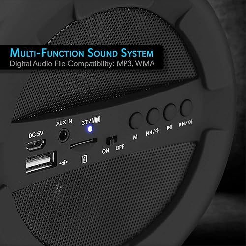Miniatura 2 de SereneLife Sistema estéreo Bluetooth inalámbrico portátil para exteriores y radio con batería recargable, controladores de altavoz de 2 pulgadas,