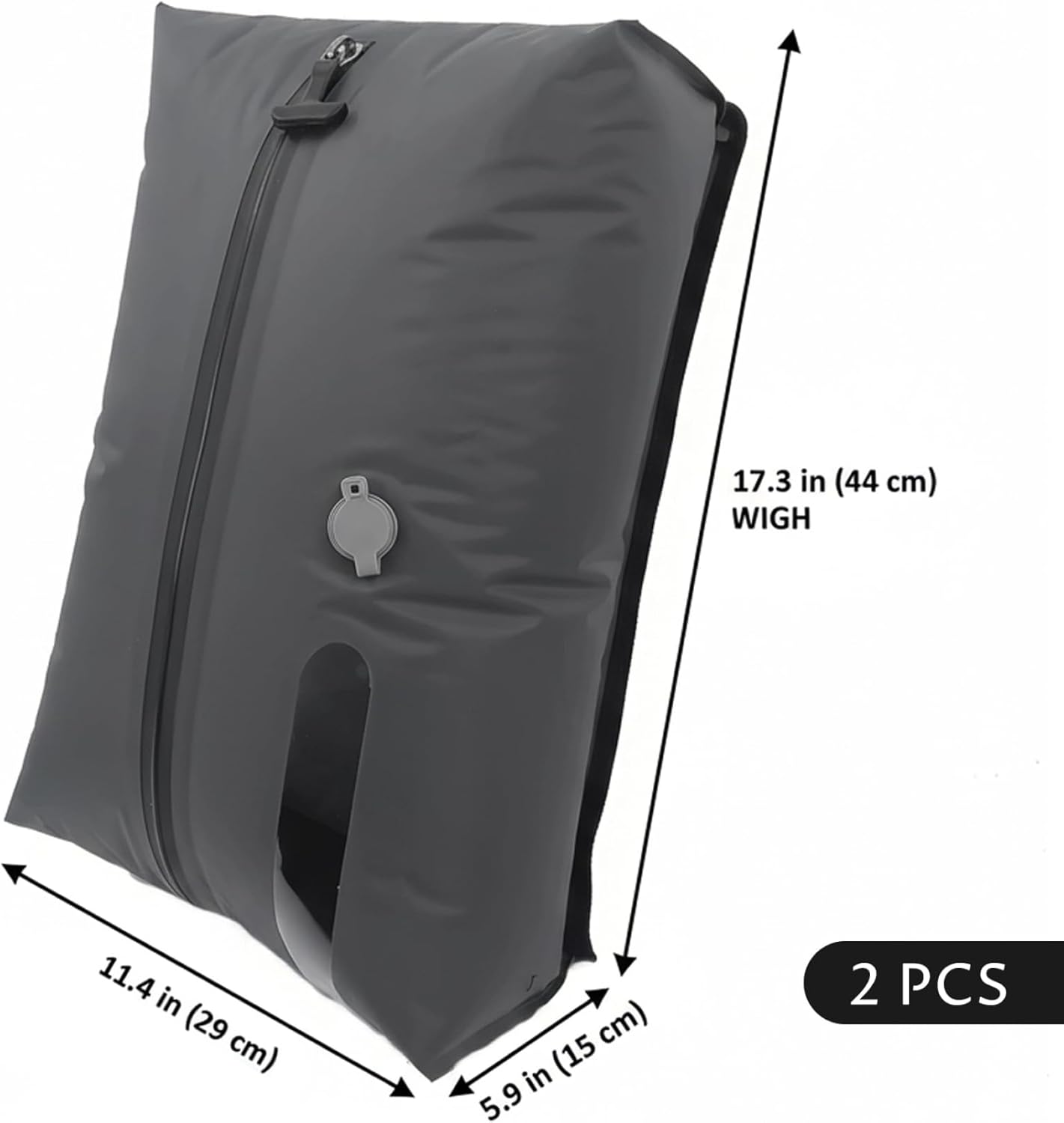 Carry on Vacuum Bags with Pump, 2 Pack Grey Vacuum Compression Bags for Travel with View Window & 1200mAh Electric Pump, Portable Space Saver for Suitcase & Closet Organization