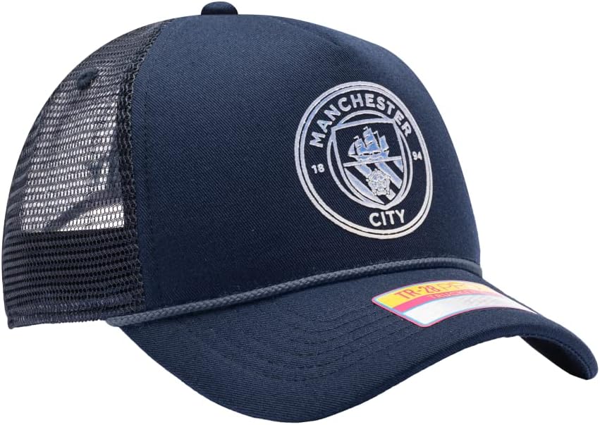 Fan Ink Manchester City 'Atmosphere' Trucker Style Snapback Hat/Cap Navy Blue - Image 3
