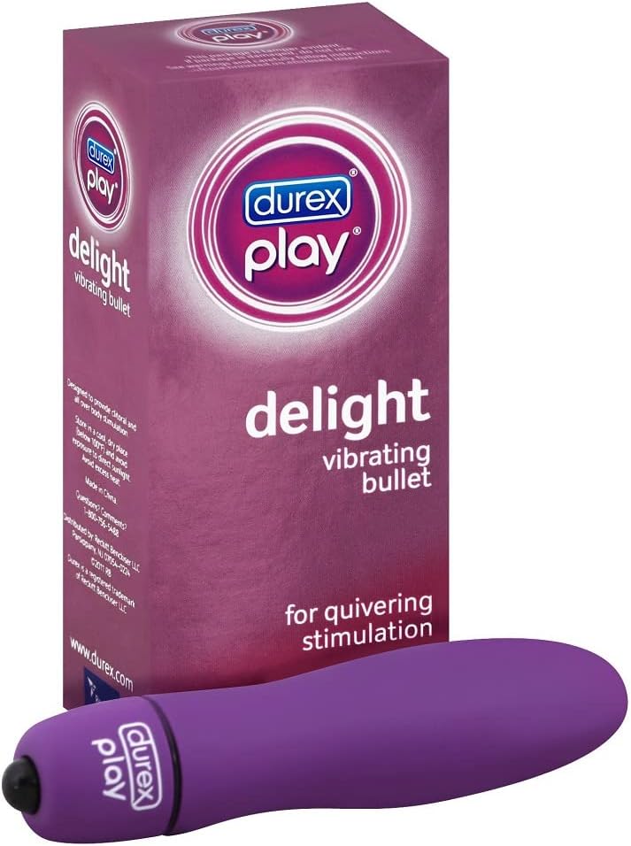 Durex Personal Vibrator, Compact Intimate Massager, Delight Vibrating Bullet, Long lasting Sensation, Waterproof, Battery Included, Purple