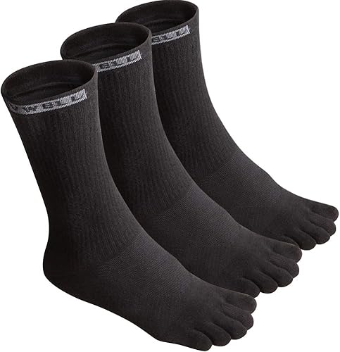 VWELL Calcetines de Dedos de Algodón Atléticos para Correr de Cinco Dedos 3 Pares, Talla 7-11