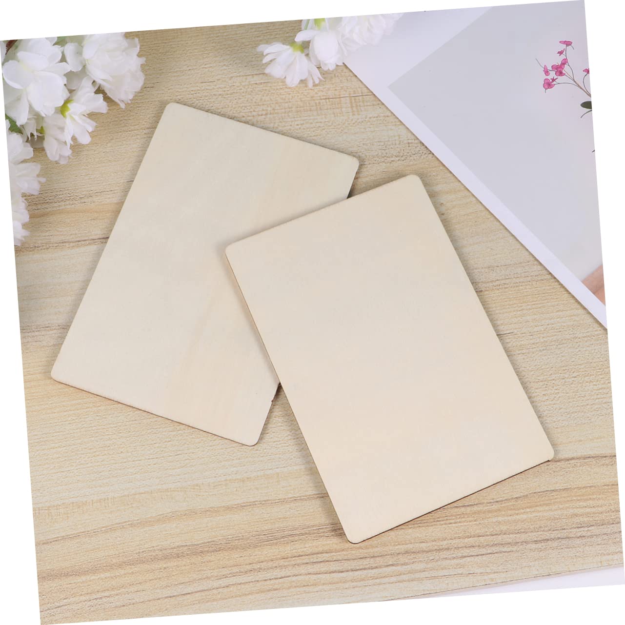 SHINEOFI Rodajas de Madera para Pintar DIY 50 Piezas Rectangulares 10x15 Cm para Niños Creativos Manualidades Infantiles Uso Escolar y Actividades Familiares