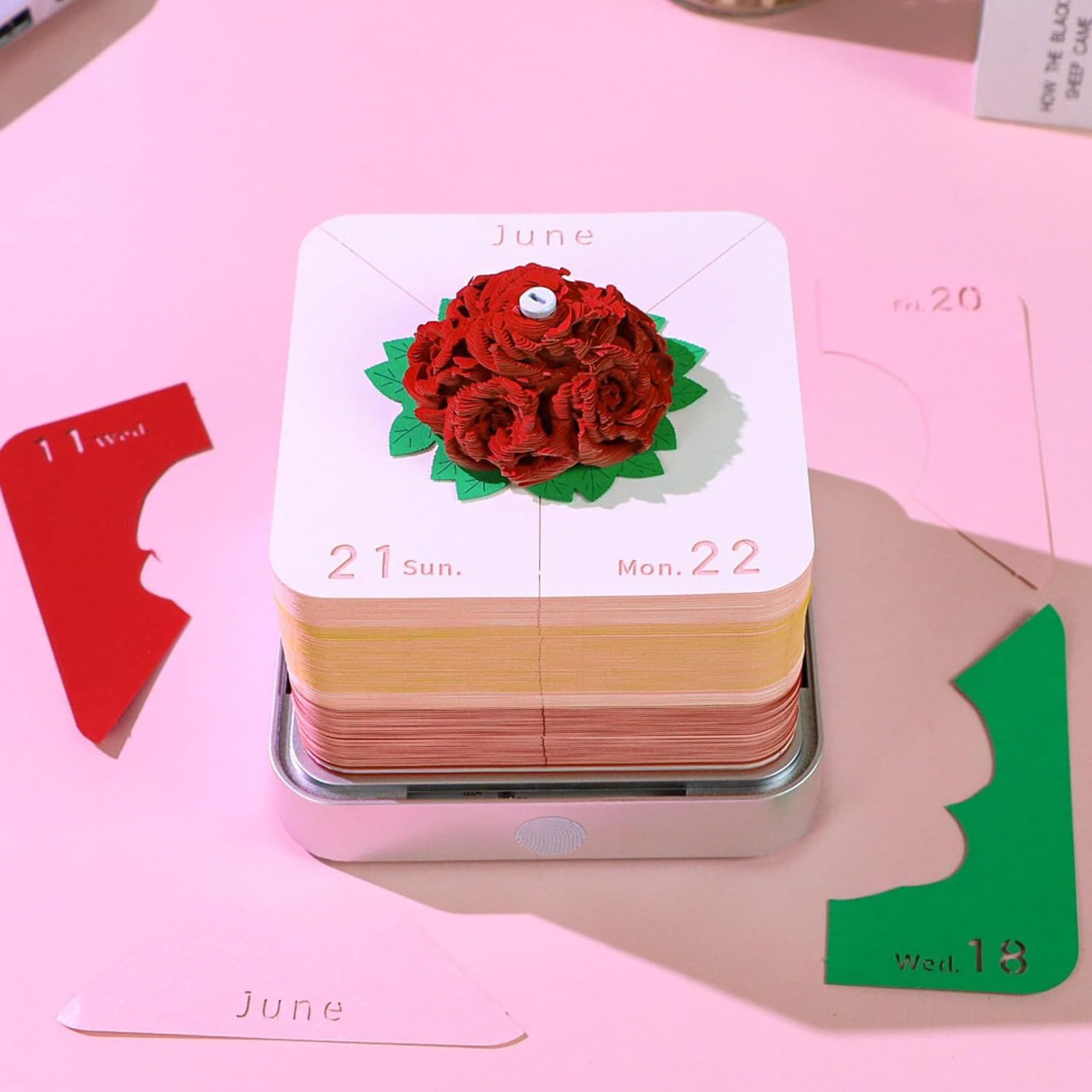 3D Memo-Block Time Piece Kalender 2026 3D Abreißblock Papier Kunst | Abreißbarer Schnitzblock Mit LED Beleuchtung Und Acrylgehäuse Für Weihnachten Einzug Dankbarkeit