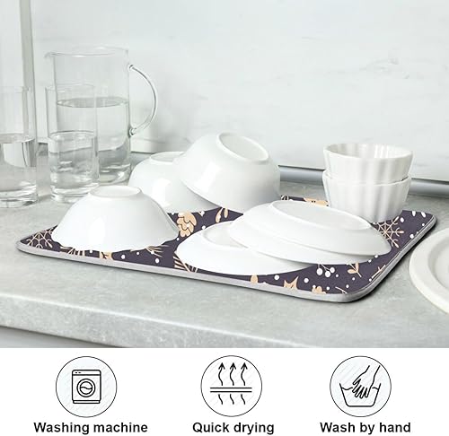 Miniatura 7 de Christmas Gold Winter Dish Mat Kitchen Counter Gadgets Dish Drainer Mat For Kitchen Counter Tapete Para Cocina 16'' x 18''