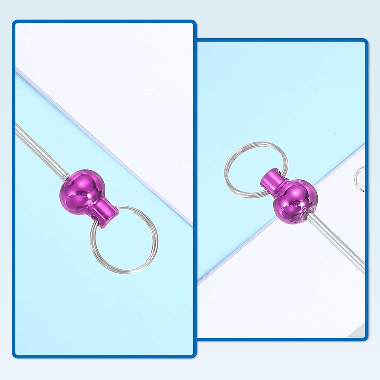 PATIKIL 50pcs Beadable Keychain Bar, Beadable Keychains Blanks Beaded Keychain Bar Bulk Key Chain Rod Making Charm for Beads Jewelry Making DIY Focal Bead Crafts Backpack, Hot Pink image 3