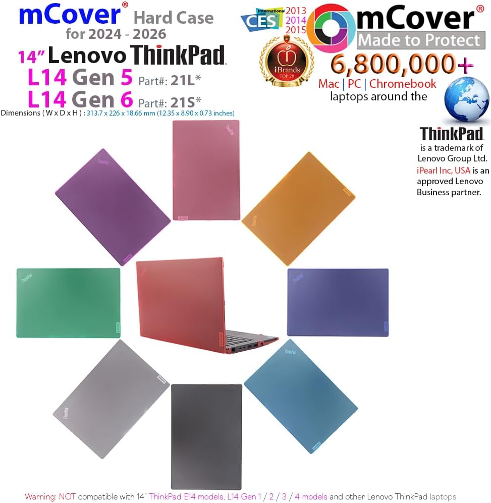 mCover case ONLY Compatible for 2024-2026 14" Lenovo ThinkPad L14 Gen 5/6 Series Windows Notebook Computers(NOT Fitting Any Other Lenovo Models)- Pink
