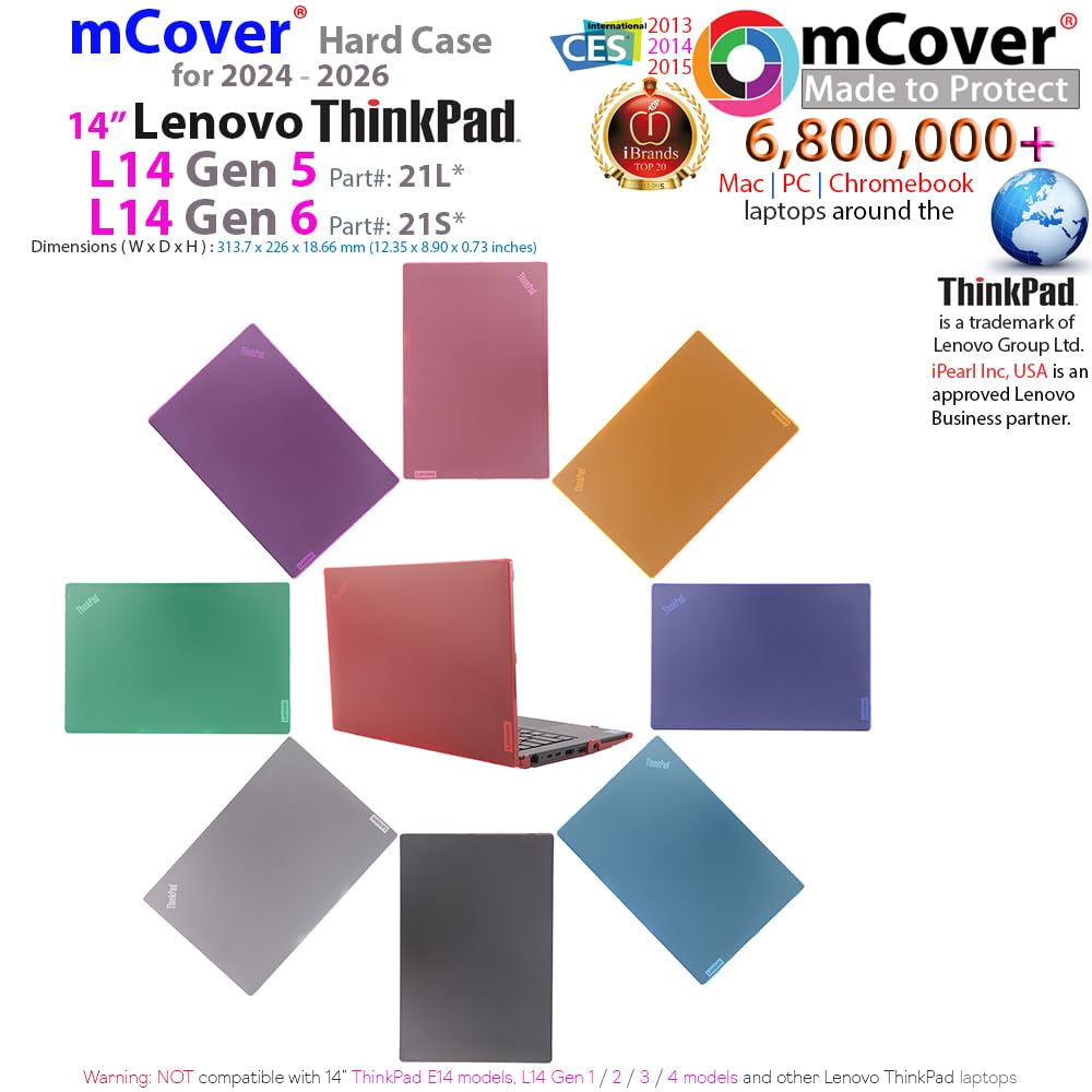 mCover Funda Solo Compatible con computadoras portátiles Lenovo ThinkPad L14 Gen 5 / Gen 6 Series 2024-2025 de 14 Pulgadas (no es Compatible con ningún Otro Modelo Lenovo), Color Negro