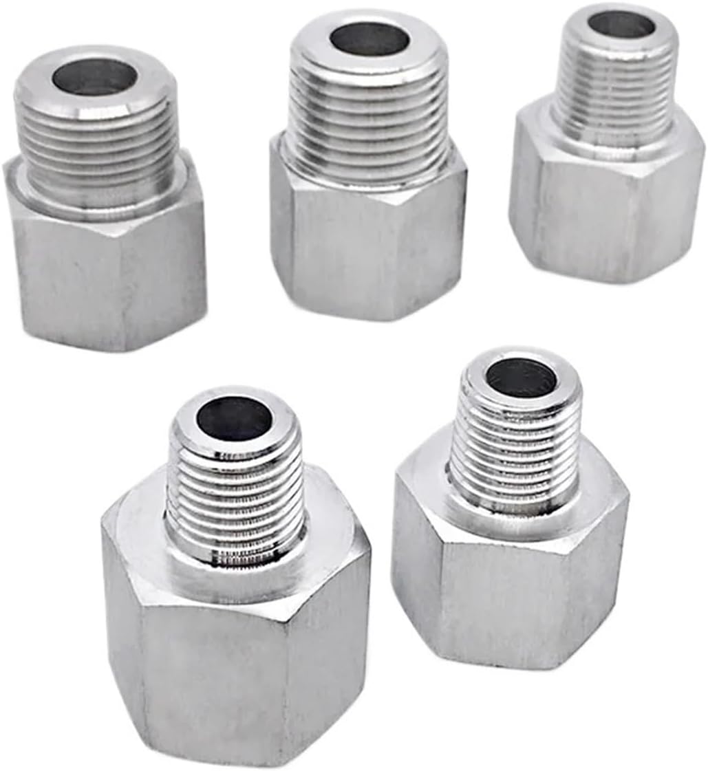 1pcs M10/14/20 1/8" 1/4" 3/8" 1/2" BSPT NPT Female Male Stainlessl Reducer Bushing Pipe Fitting Connector Coupler High Pressure Gauge(1l4 NPT Female,1l4 NPT Male)