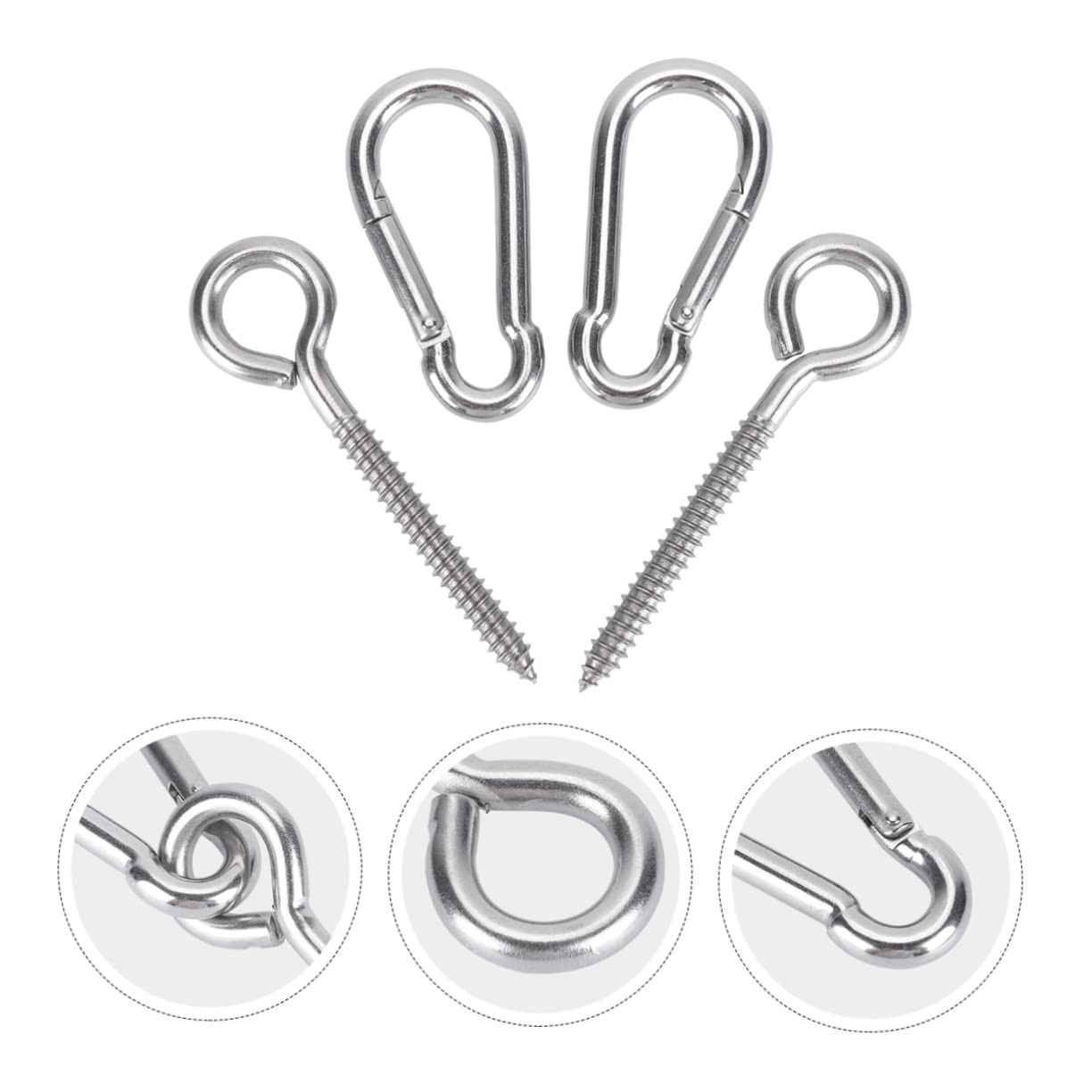 KOMBIUDA Swing Hanging Kit 1 Accessories Stainless Carabiner snap Hook Sheep Eye Nails Hook up Heavy Duty Garment Rack Suite Screw Stainless Steel The Swing Shut up Rings Lifts Swing Hook