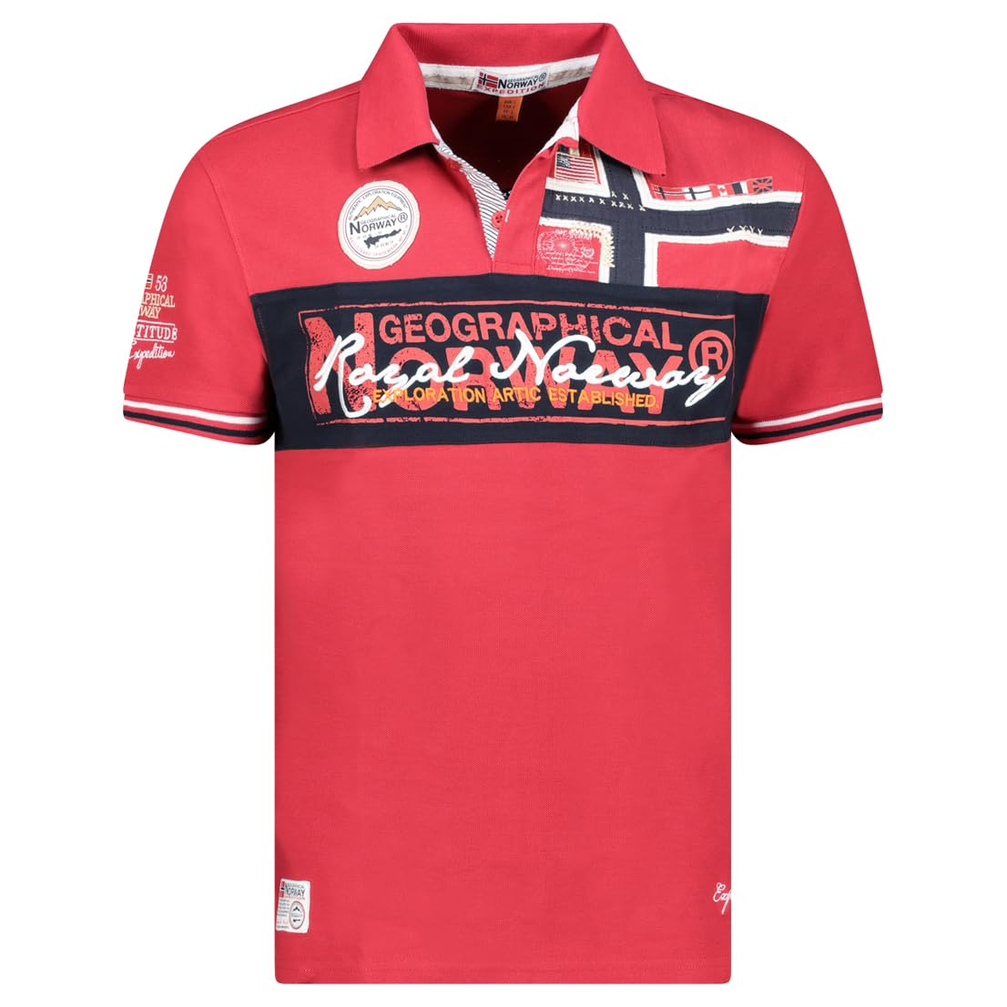 Polo homme Geographical Norway avec détails logo brodés et col contrasté
