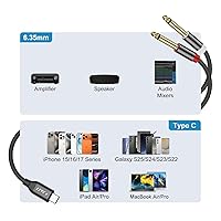 Vista 2 de J&D Cable divisor estéreo USB C a doble de 0.250 in y 1/4 pulgadas, USB tipo C a doble cable de audio TS de 0.250 in 1/4 pulgadas para iPhone 15/15