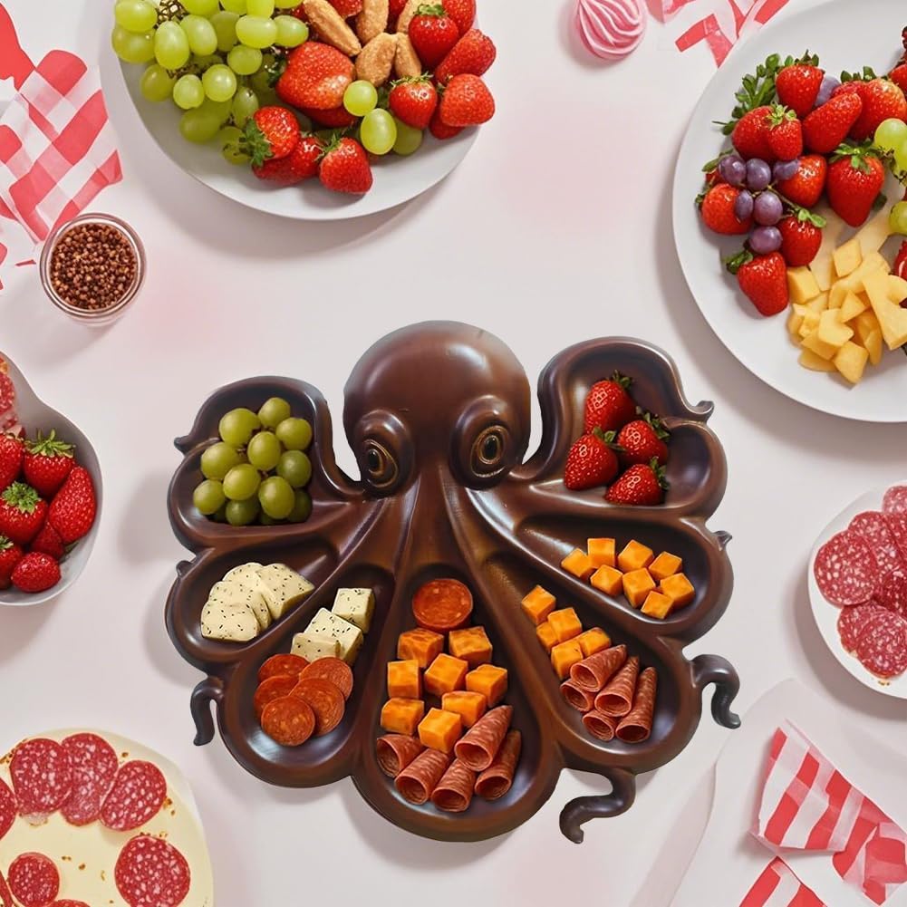 Octopus Charcuterie Board – Ocean Themed Wooden Serving Platter for Cheese, Meats & Seafood, Unique Octopus & Turtle Kraken Tray Gift for Beach Lovers & Entertaining(Turtle)