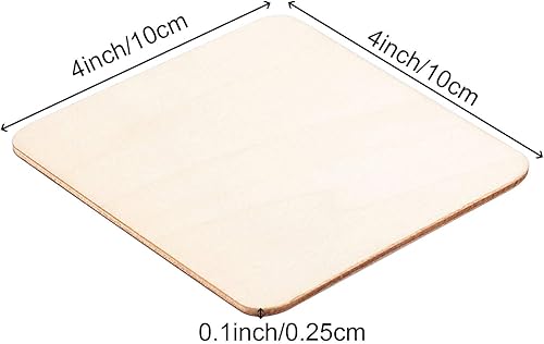 Miniatura 2 de 150 piezas cuadradas de madera sin terminar de 4 x 4 pulgadas, hojas de tilo en blanco duraderas, azulejos de madera cuadrados para manualidades,
