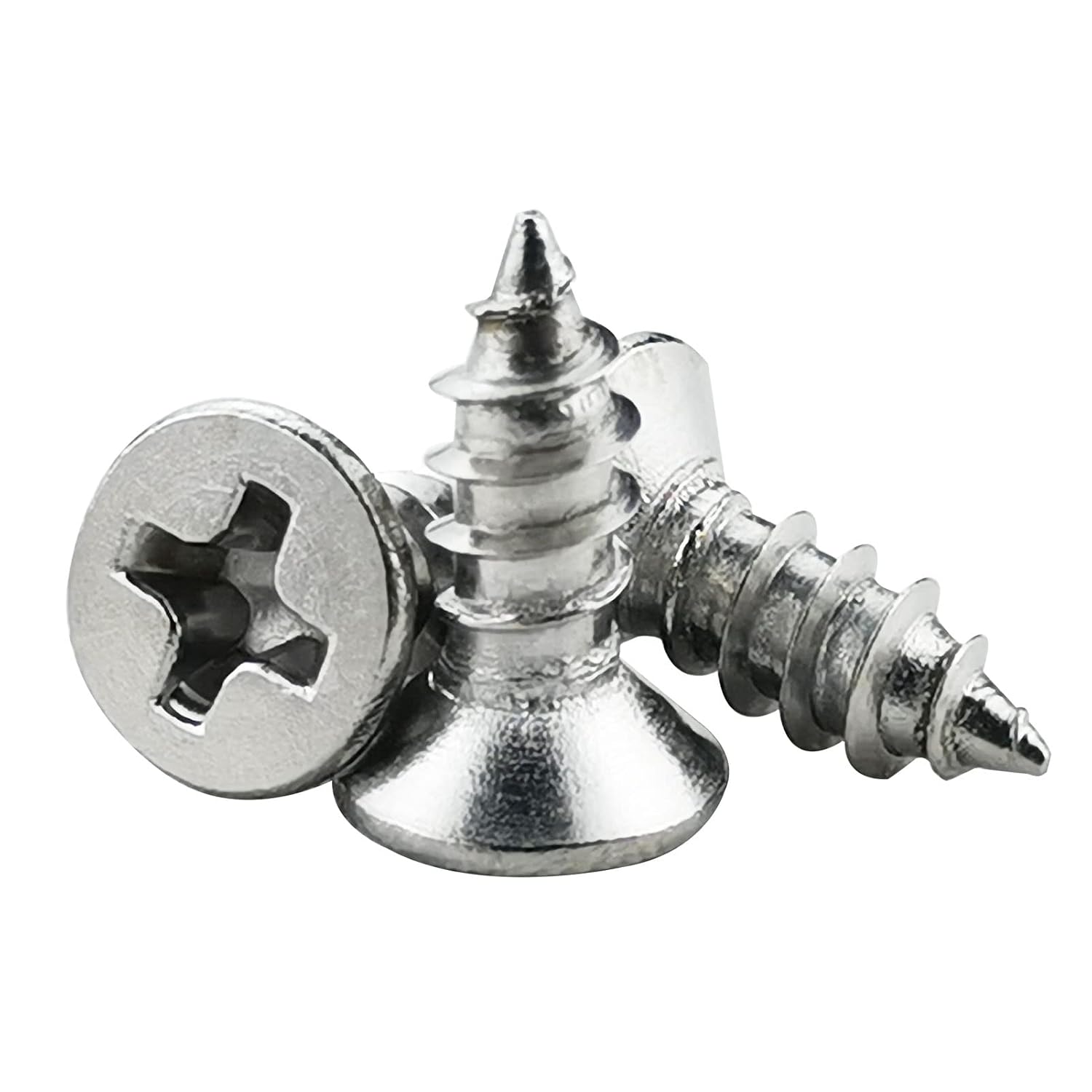 200 tornillos para madera #6 x 3/8 pulgadas, acero inoxidable 18-8 (304), cabeza plana, Phillips, autorroscantes miniatura 1