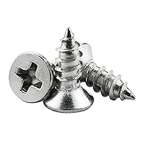 Vista 11 de 200 tornillos para madera #4 x 3/8 pulgadas, tornillos de chapa autoperforantes Phillips de cabeza plana de acero inoxidable 18-8 (304)