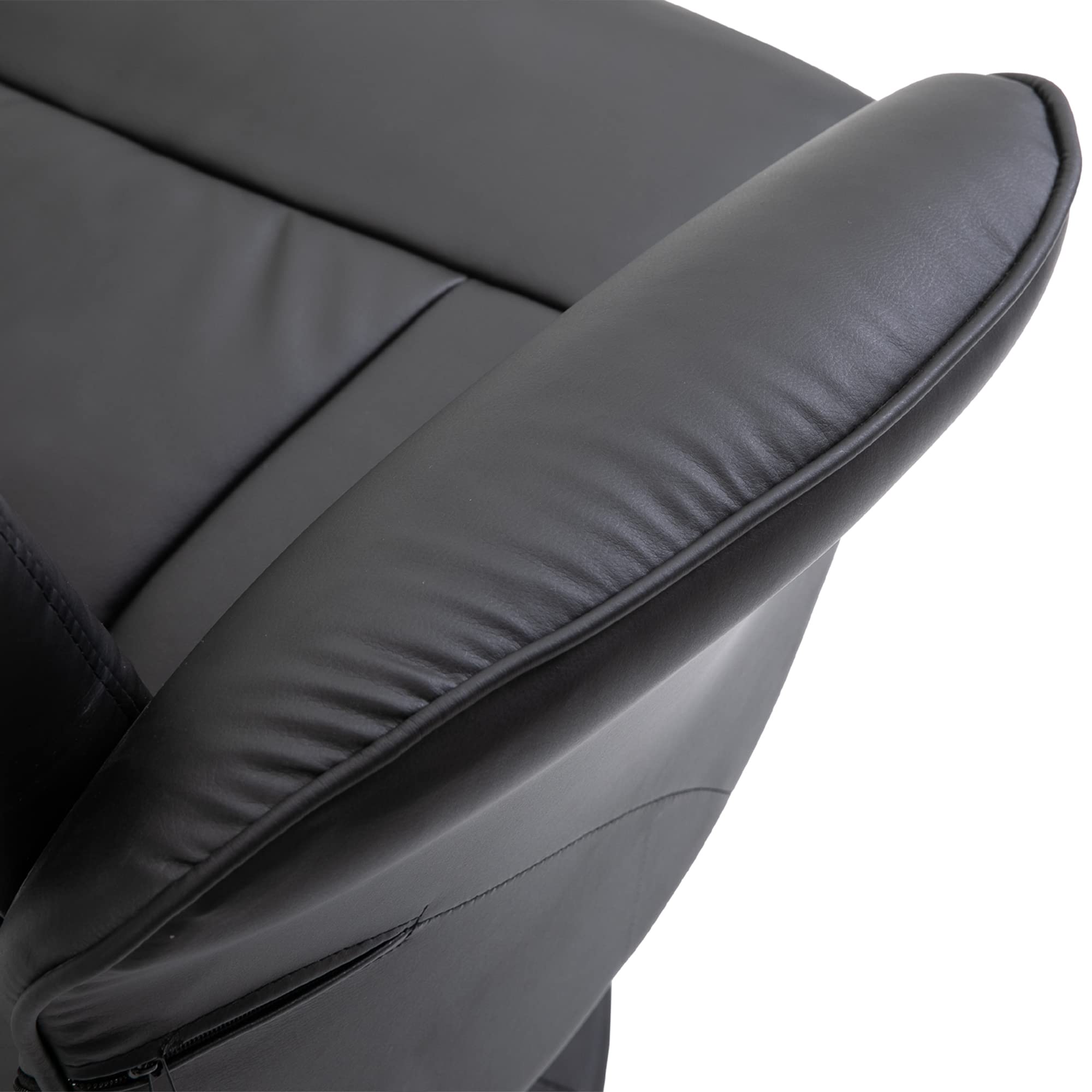 HOMCOM Poltrona Relax Girevole 360° con Pouf Poggiapiedi, Poltrona Reclinabile 145° Imbottita con Schienale Alto, Braccioli Svasati, in Finta Pelle, per Camera, Salotto, Soggiorno, Ufficio, Nero