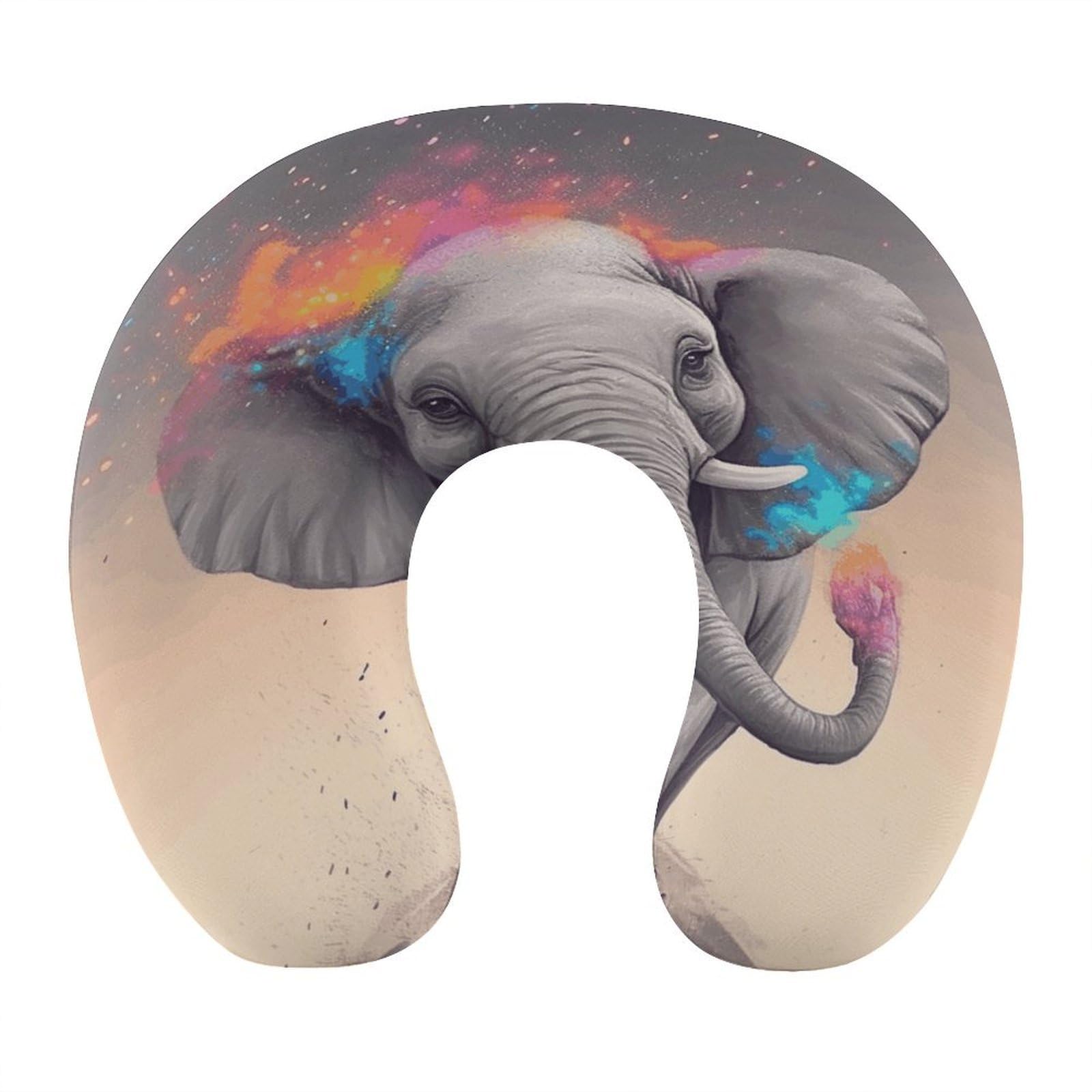 FekiLoot Animal Cartoon Elephant Travel Pillow,U Shaped Office Napping Pillow Support Neck and Head Comfortable Travel Neck Pillow U Shape Sleeping Essentials for Long Haul Flights