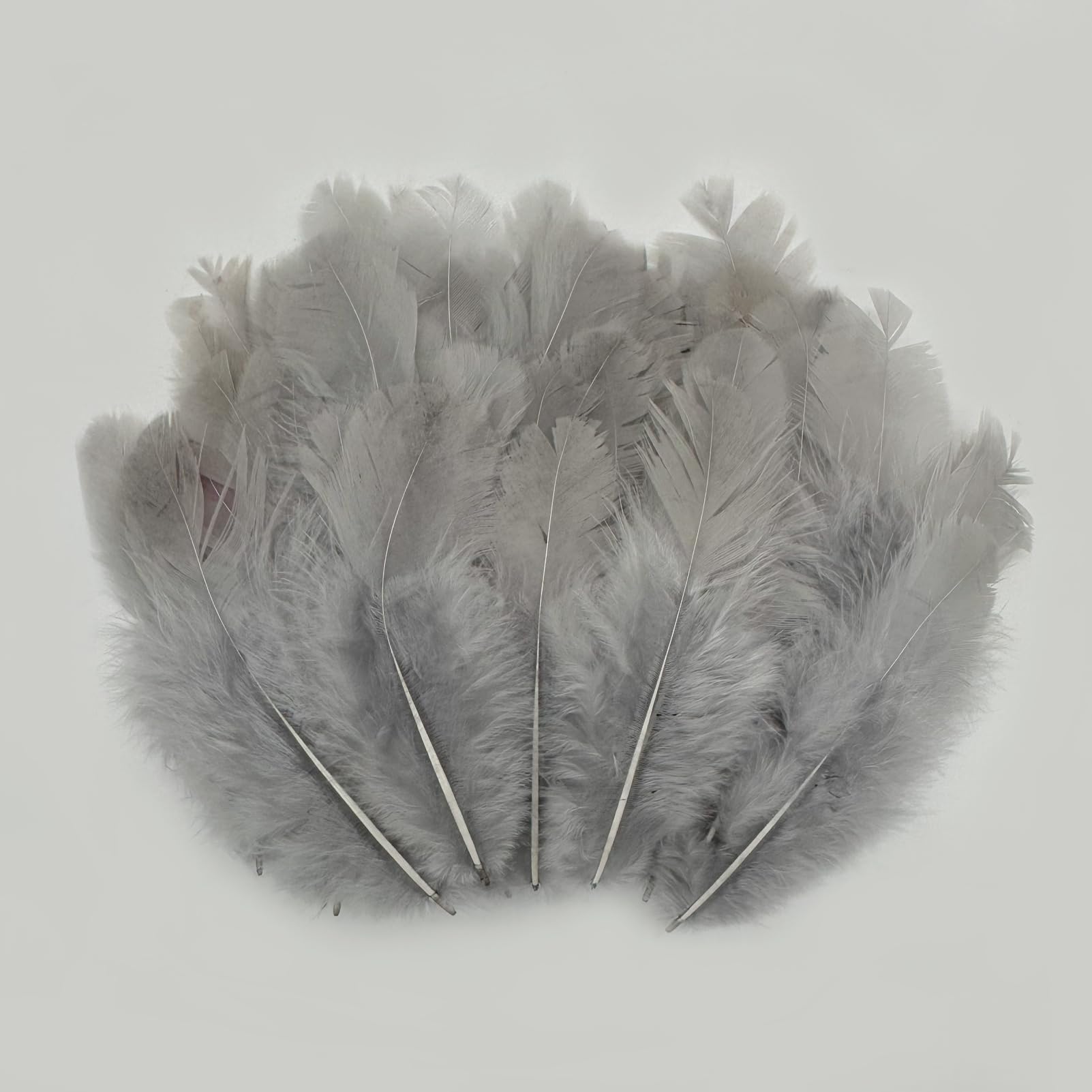 200pcs Gray Craft Rooster Feathers 3-5inch Soft Fluffy Feather for Crafting Dream Catchers Wedding Party Decorations