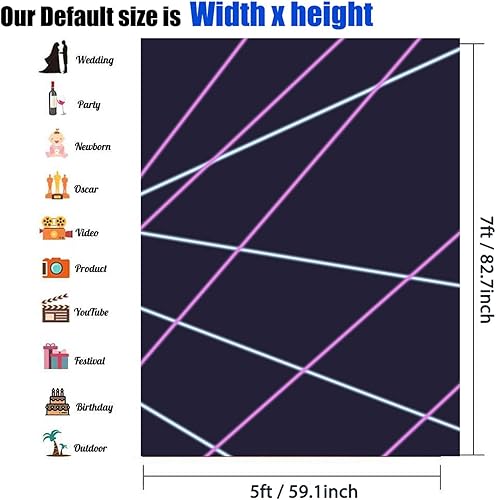 Miniatura 6 de Sensfun Telón de fondo de fotografía de línea láser, etiqueta láser de neón, fiesta de cumpleaños, juego nocturno en interiores, fondo de cabina de